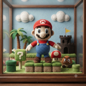 Figurine au crochet façon Super Mario, faite main - MamyLaine