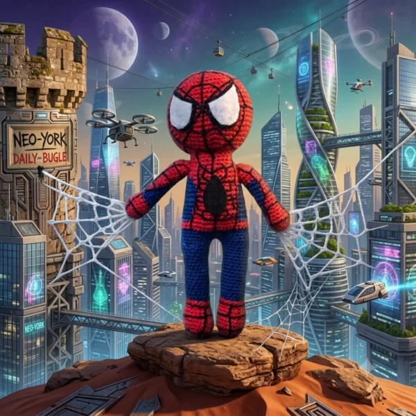 Peluche au crochet façon Spider-Man, faite main - MamyLaine