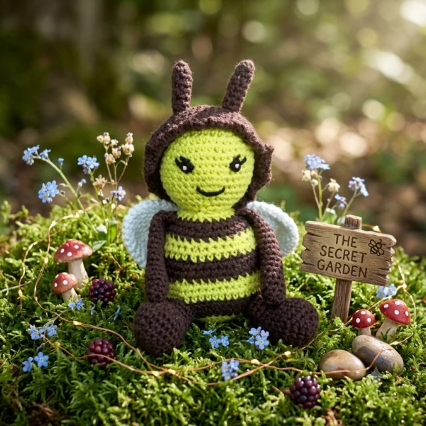 Adorable amigurumi abeille, peluche crochetée à la main.