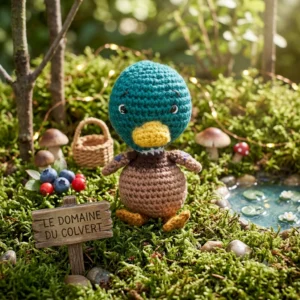 Adorable canard col vert en crochet.