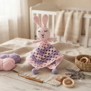 Doudou Lapin Rose et Parme - Câlins Tout Doux