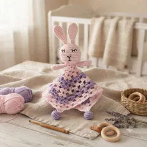 Doudou Lapin Rose et Parme - Câlins Tout Doux