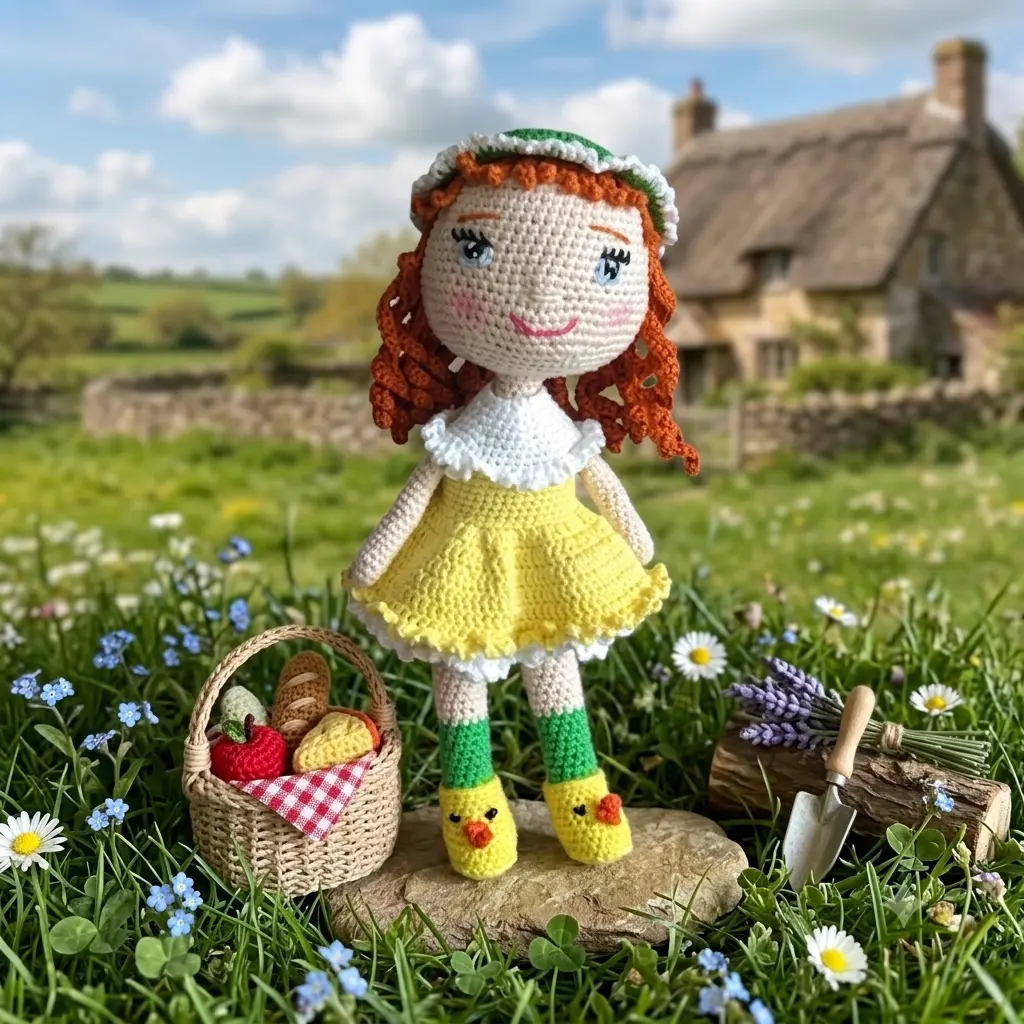 Poupée Lisa l aventurière au crochet, bottines canard, fait main - MamyLaine