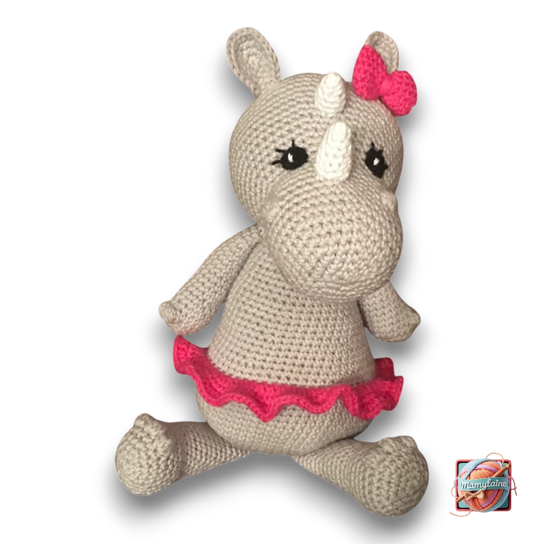 Hollie le Rhinocéros - Doudou Fait Main-4