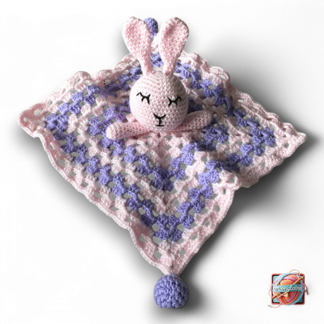 Doudou Lapin Rose et Parme - Câlins Tout Doux