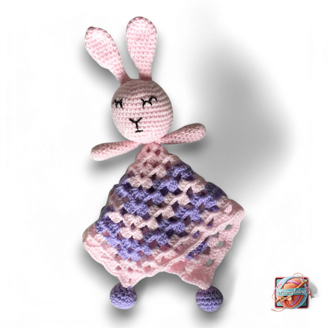 Doudou Lapin Rose et Parme - Câlins Tout Doux(1)