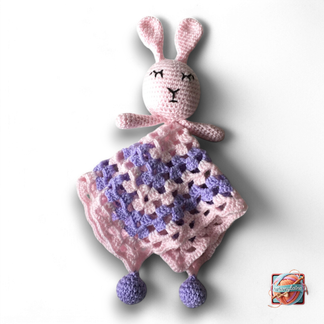 Doudou Lapin Rose et Parme - Câlins Tout Doux(2)