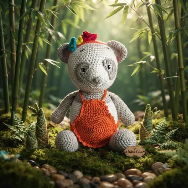 Peluche maman panda pâtissière au crochet fait main - MamyLaine