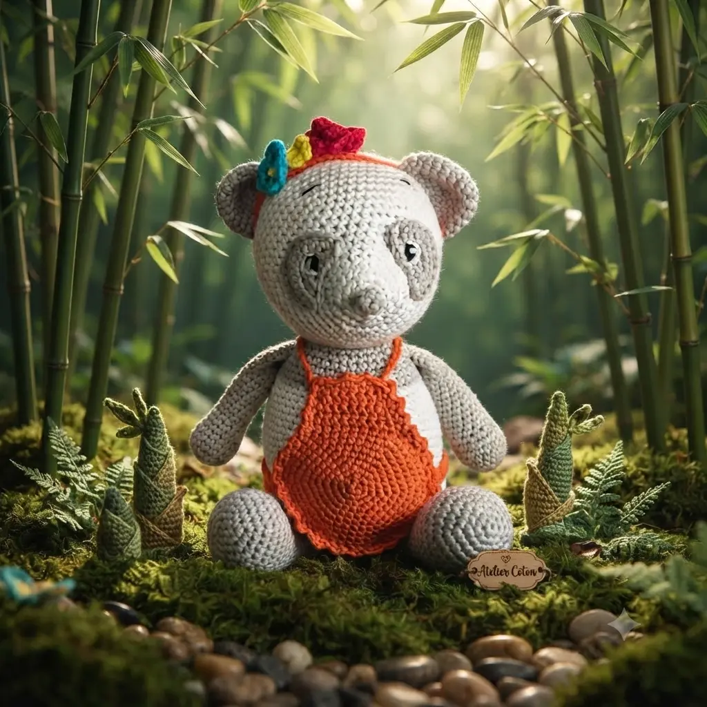 Peluche maman panda pâtissière au crochet fait main - MamyLaine