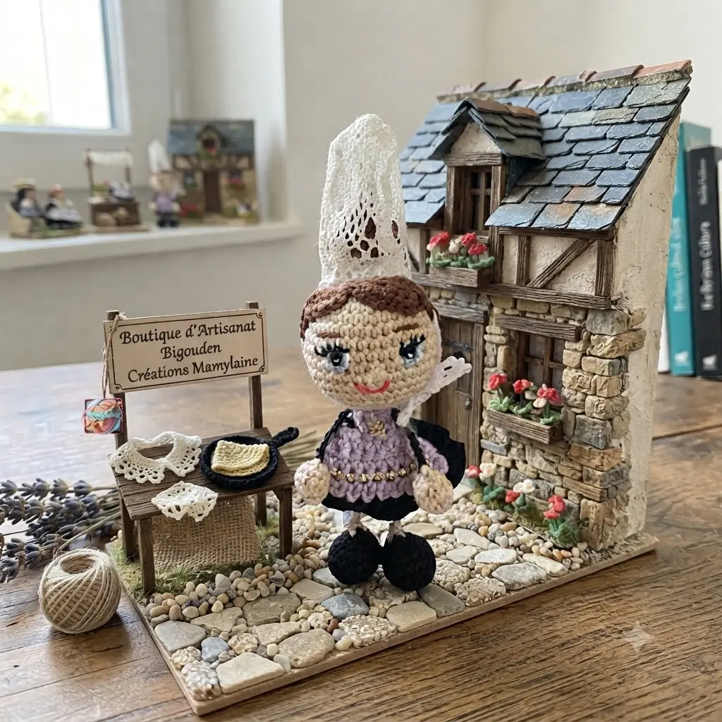 Poupée bigoudène en coiffe bretonne au crochet fait main - MamyLaine