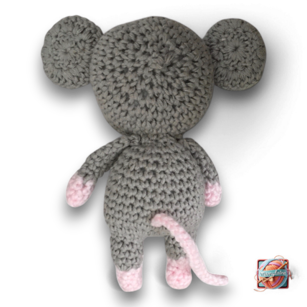 Petite Souris Grise et Rose - Doudou Fait Main (1)