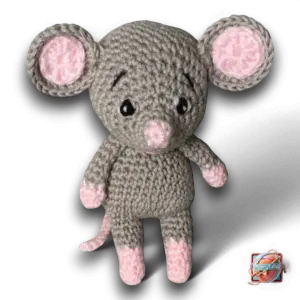 Petite Souris Grise et Rose - Doudou Fait Main