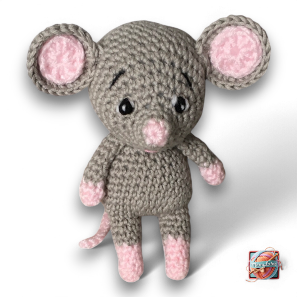Petite Souris Grise et Rose - Doudou Fait Main
