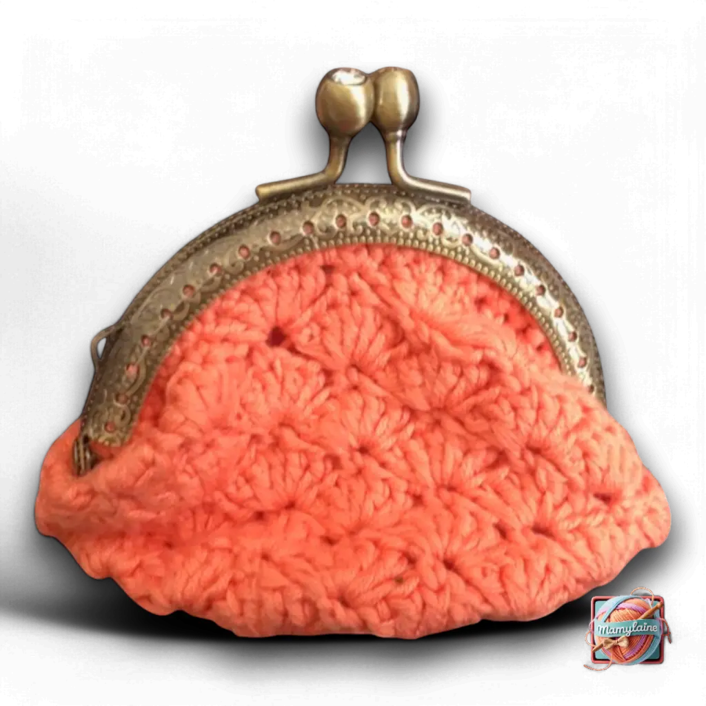 Porte-Monnaie Crochet Orange - Fermoir Vintage