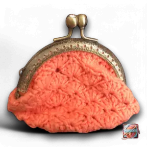 Porte-Monnaie Crochet Orange - Fermoir Vintage