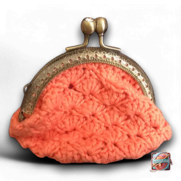 Porte-Monnaie Crochet Orange - Fermoir Vintage