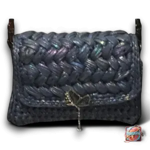 Sac à Main Crochet Noir Iridescent - Bijou Papillon