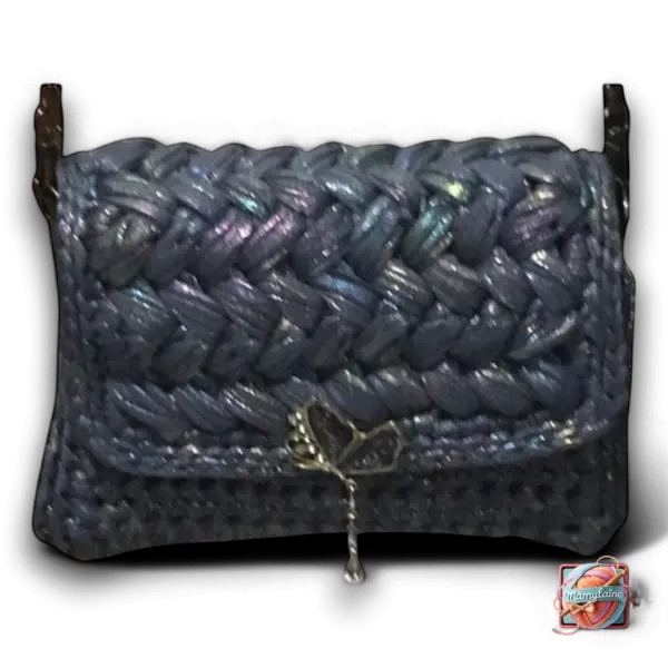 Sac à Main Crochet Noir Iridescent - Bijou Papillon