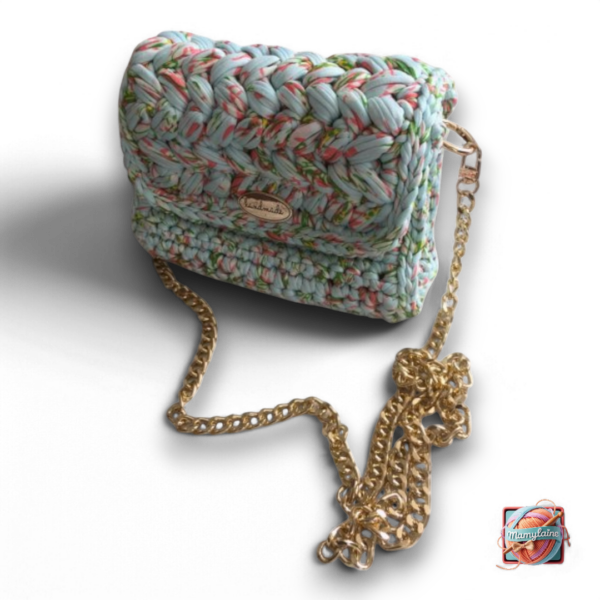 Sac à Main Crochet Turquoise - Chaîne Dorée(3)