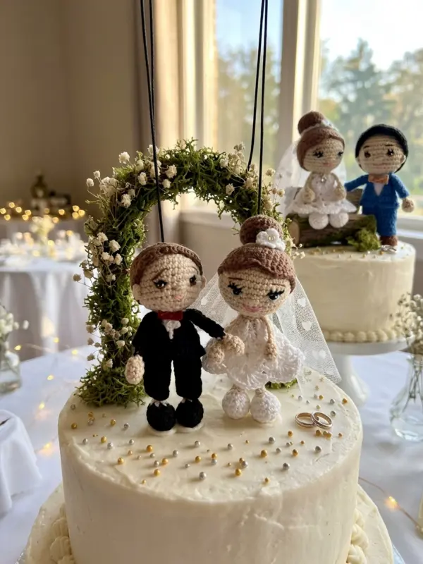 Couple de mariés au crochet de 13 cm, fait main - MamyLaine