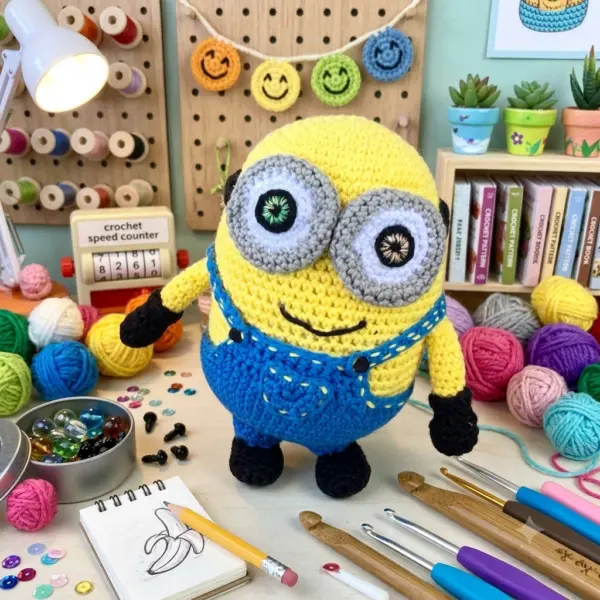 Peluche au crochet façon Minion, faite main - MamyLaine