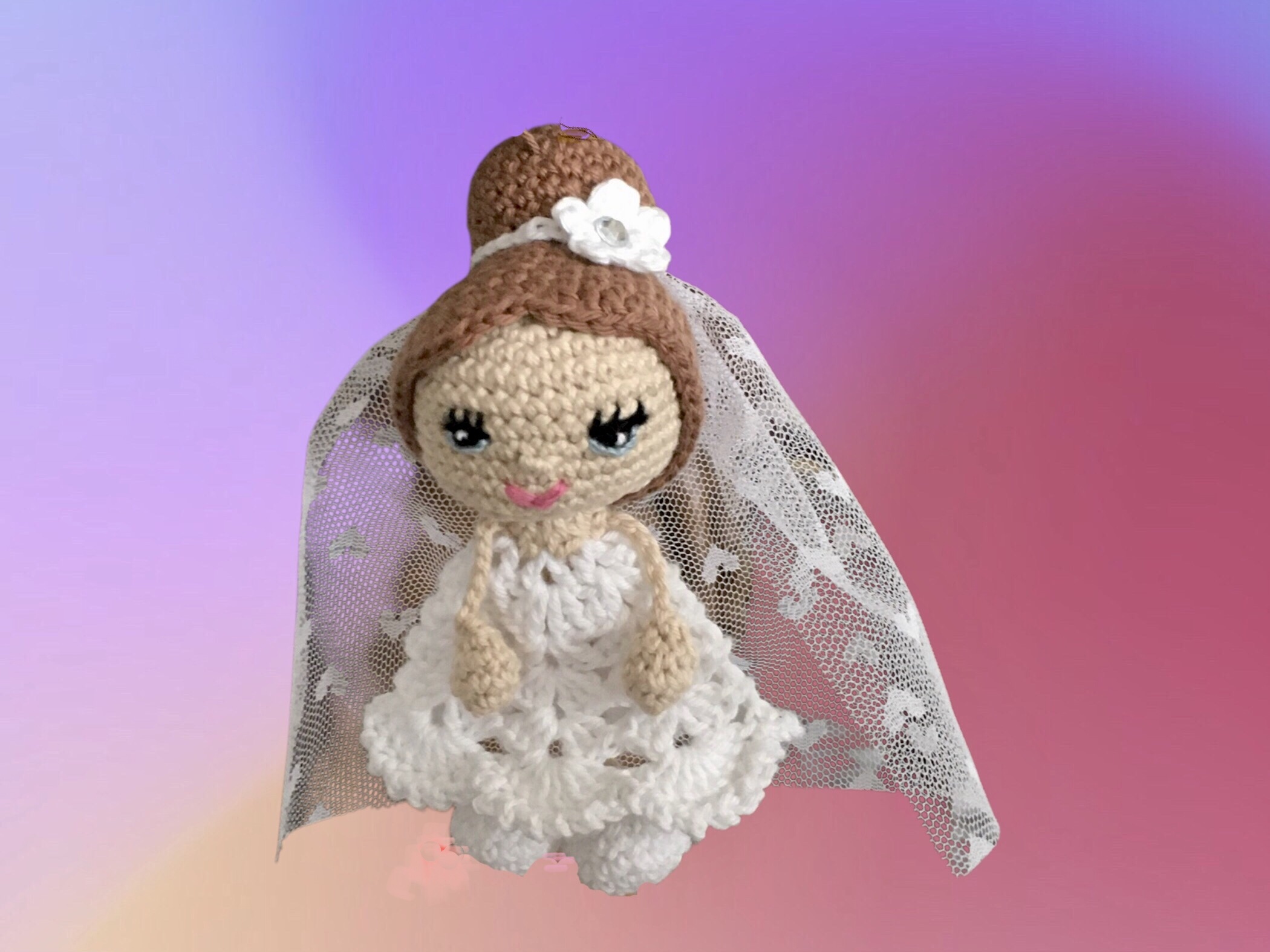 Couple de petite mariée 13 cm faite à la main par MamyLaine – Image 3