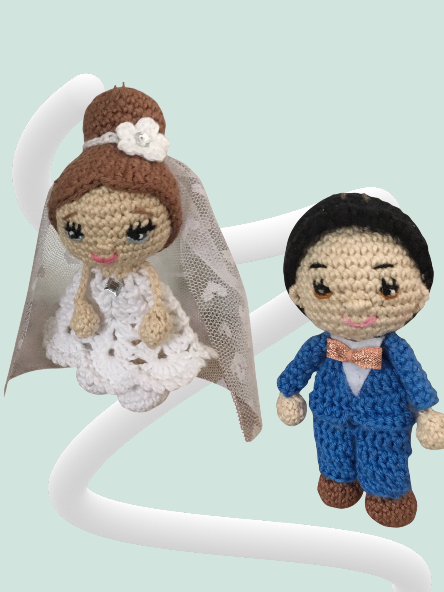 Couple de petite mariée 13 cm faite à la main par MamyLaine