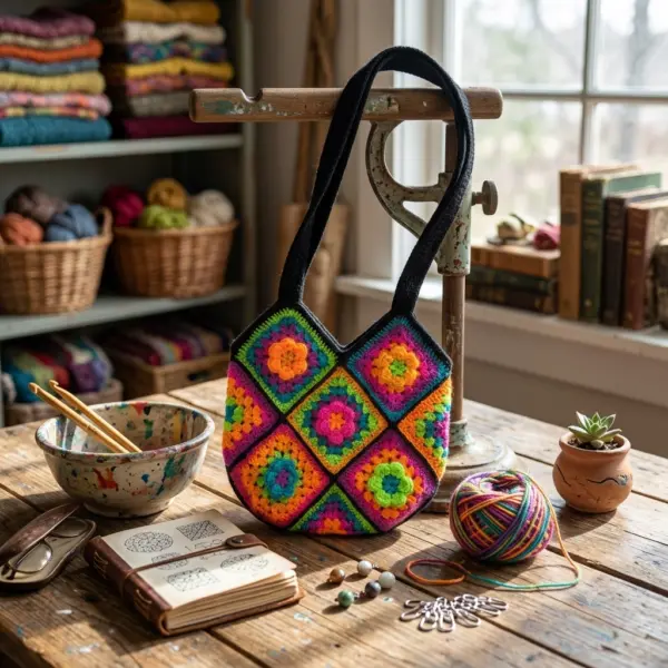 Sac en granny crocheté fait main en Bretagne - MamyLaine