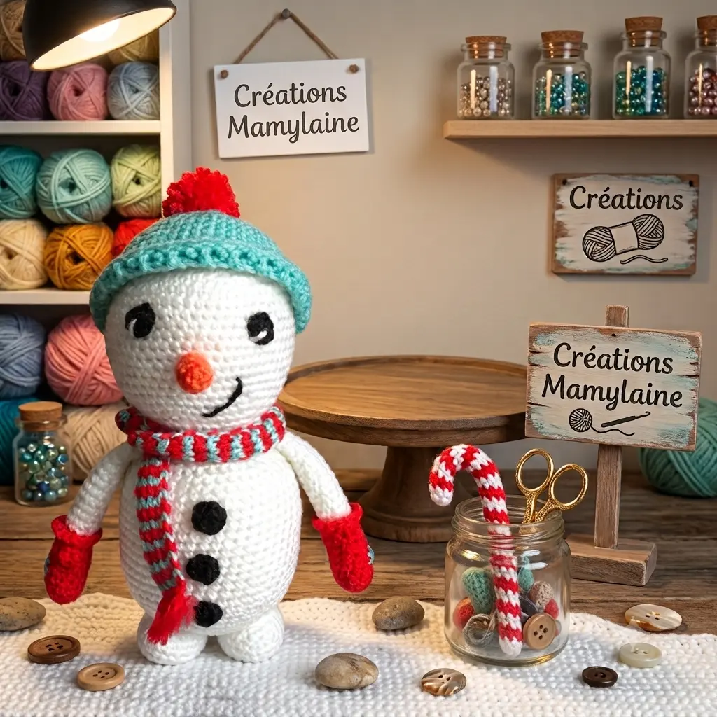 Bonhomme de neige au crochet fait main en Bretagne - MamyLaine