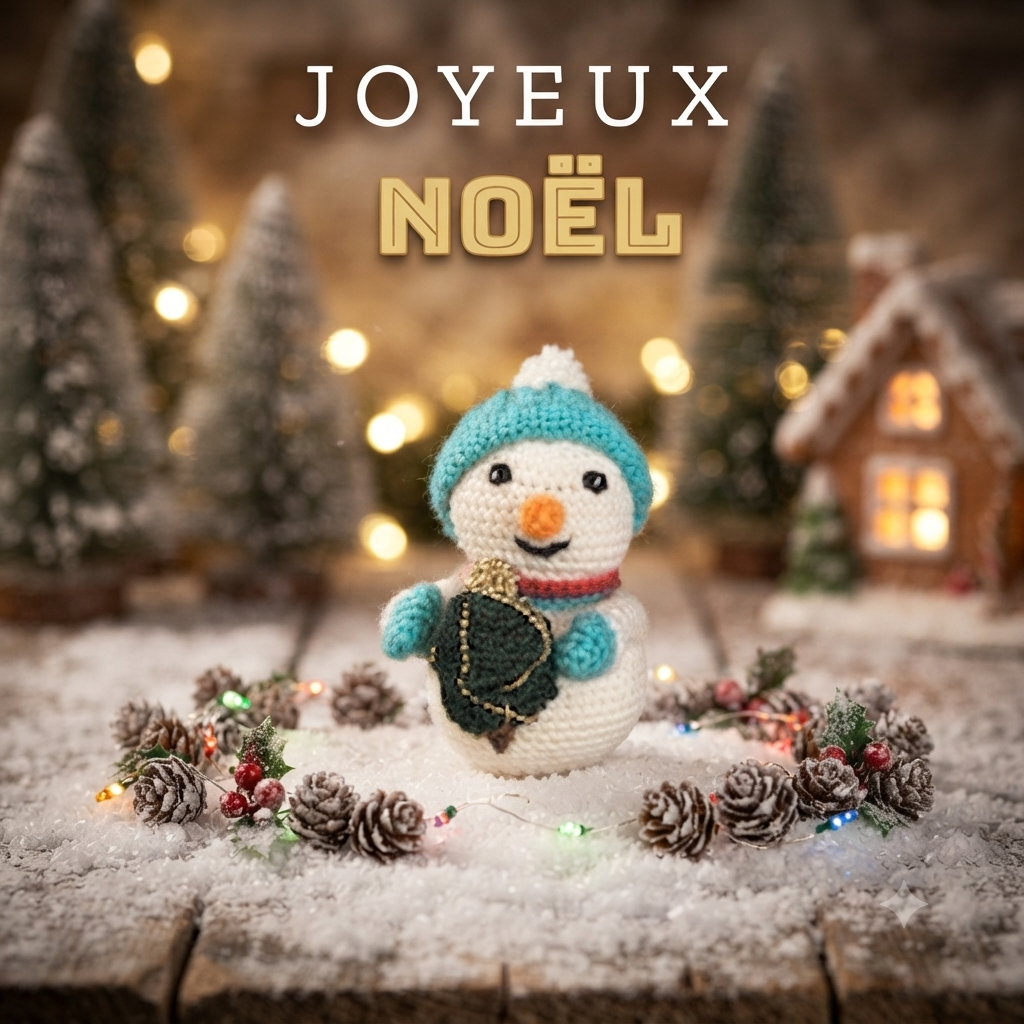 Bonhomme de neige avec son sapin de Noël 2 Bonhomme de neige avec son sapin de Noël – Image 2