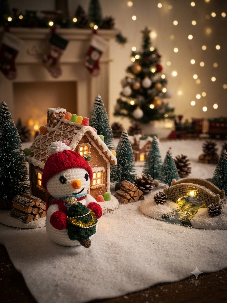 Bonhomme de neige avec son sapin de Noël 3 Bonhomme de neige avec son sapin de Noël – Image 3