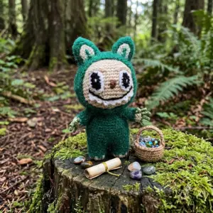 Peluche au crochet façon Labubu fait main - MamyLaine