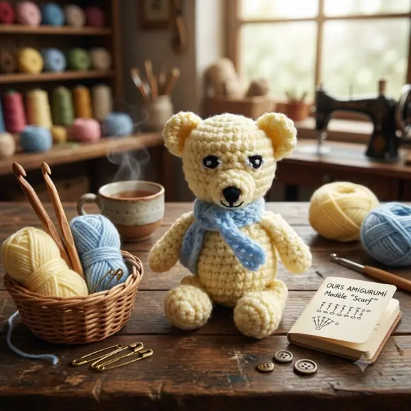 Peluche ourson jaune au crochet fait main - MamyLaine