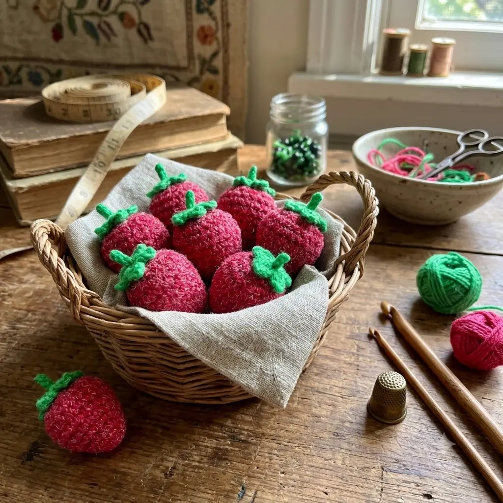 Fraise au crochet fait main pour dînette - MamyLaine
