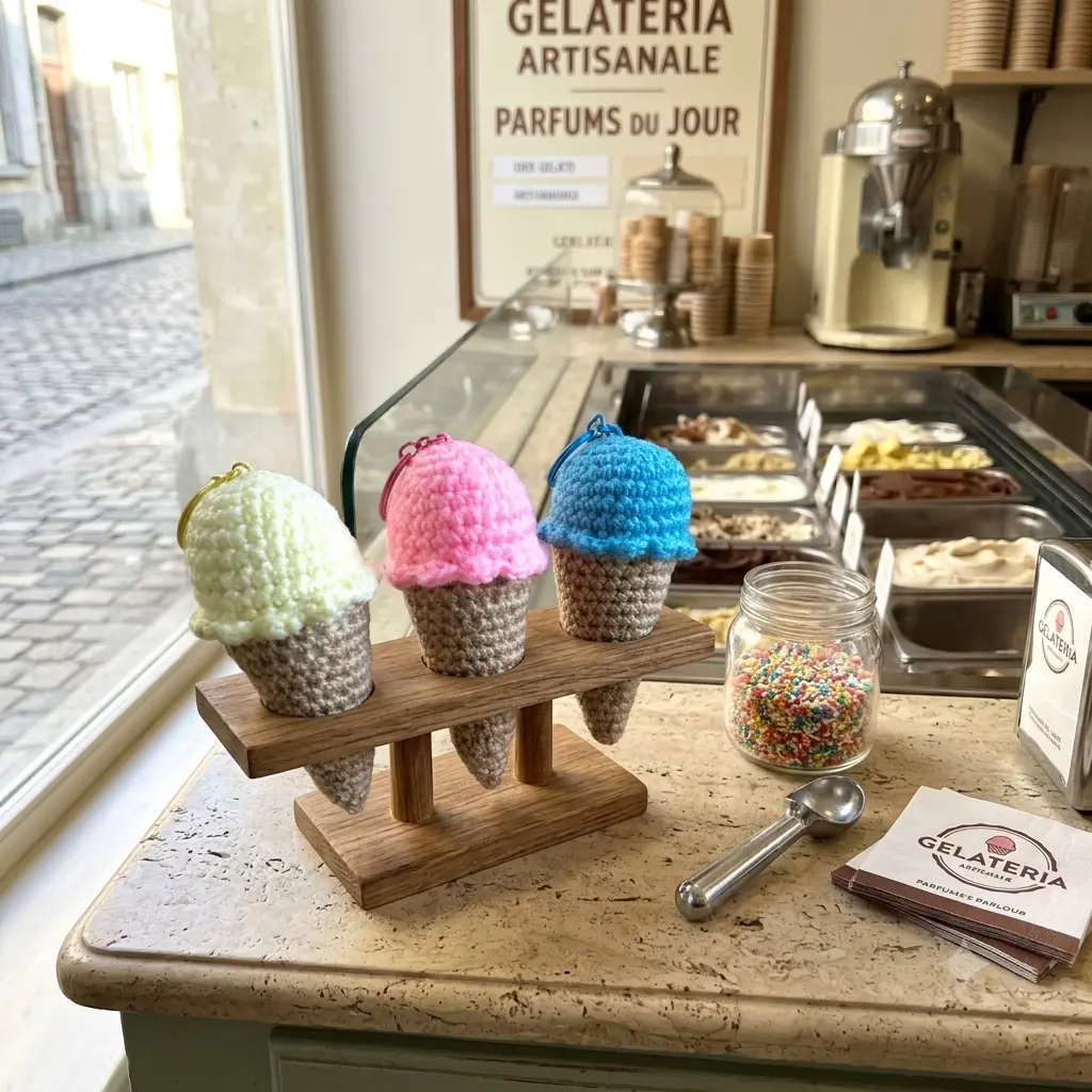 Cornet de glace au crochet pour dînette, fait main - MamyLaine
