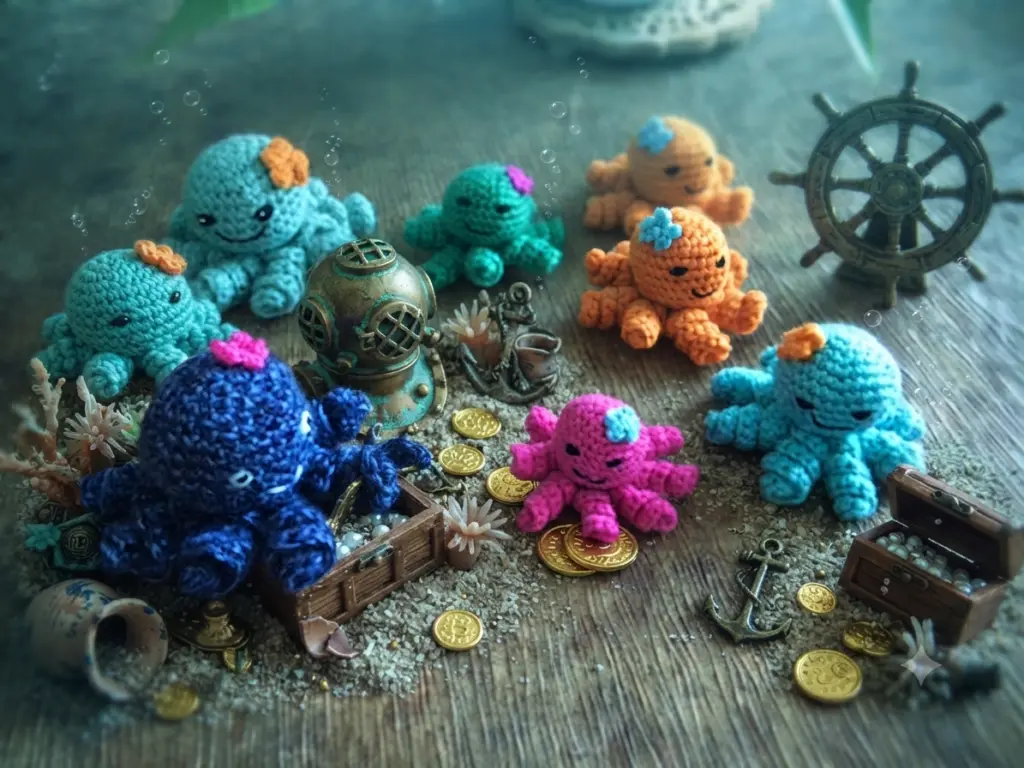 mini poulpes au crochet, plusieurs coloris