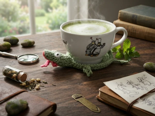 Sous -tasse lézard vert
