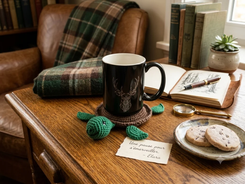 Dessous de tasse tortue verte au crochet, fait main - MamyLaine