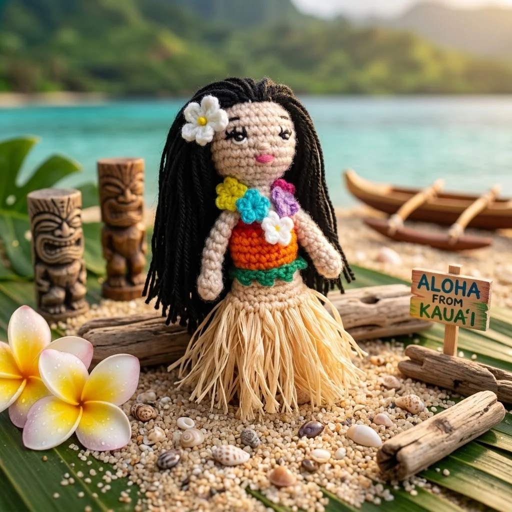 Petite tahitienne au crochet, en situation, autre angle