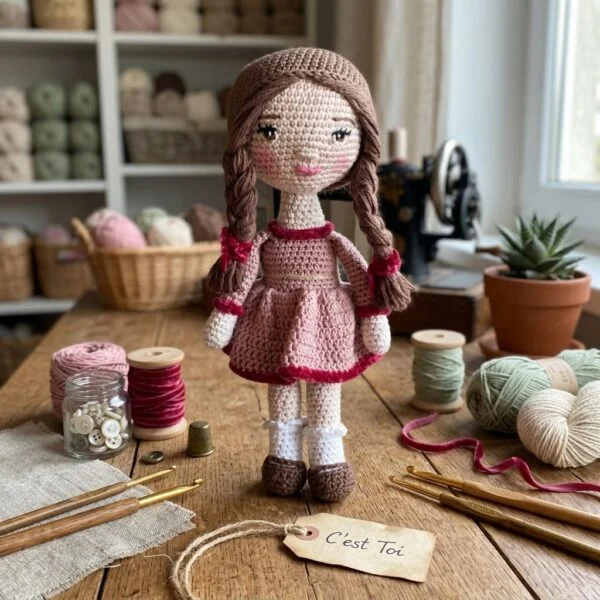 Poupée Fifi au crochet, en situation