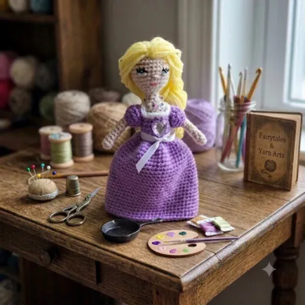 Petite princesse Raiponce au crochet, en situation
