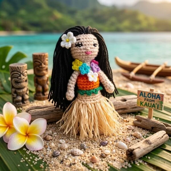 Petite tahitienne au crochet, en situation, autre angle